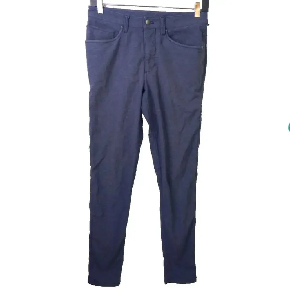 Lululemon Men's 28 x 33 Pants ABC Slim Tech Canvas Heathered Deep Navy Commuter